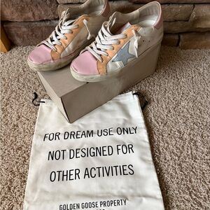 Golden Goose Superstar Women's Sneakers in Pink, Melon and Blue Size 38, Box Bag
